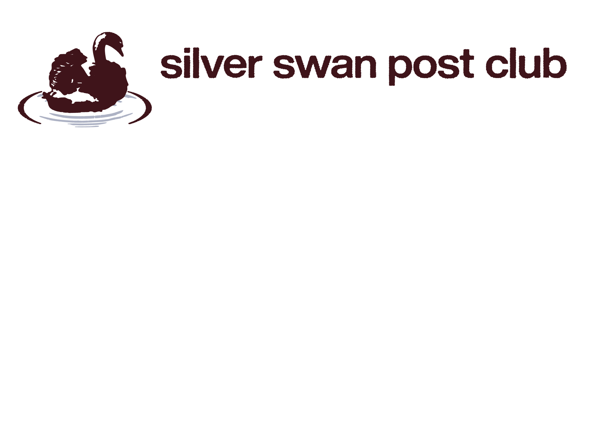 website logo of a swan in rippling water with text next to it that reads silver swan post club